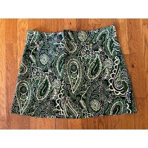 Lilly Pulitzer Womens Size 6 Green Floral Paisley Corduroy A-Line Mini Skirt